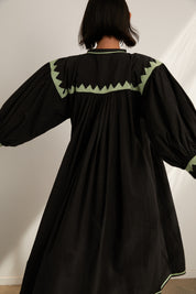 Twirling Dress  Zig Zag - Black/Grasshopper