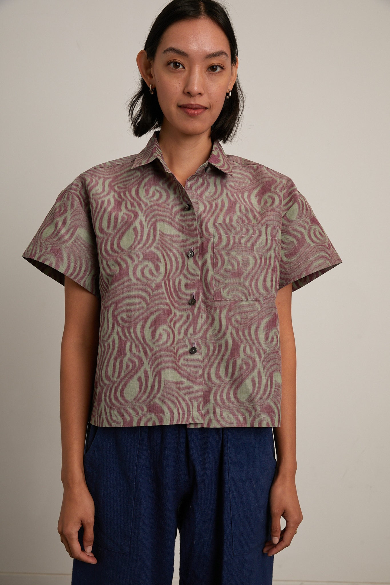 Corso Buttondown - Green/Burgundy Swirl