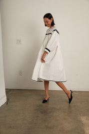 Twirling Dress Zig Zag - Ivory/ Navy