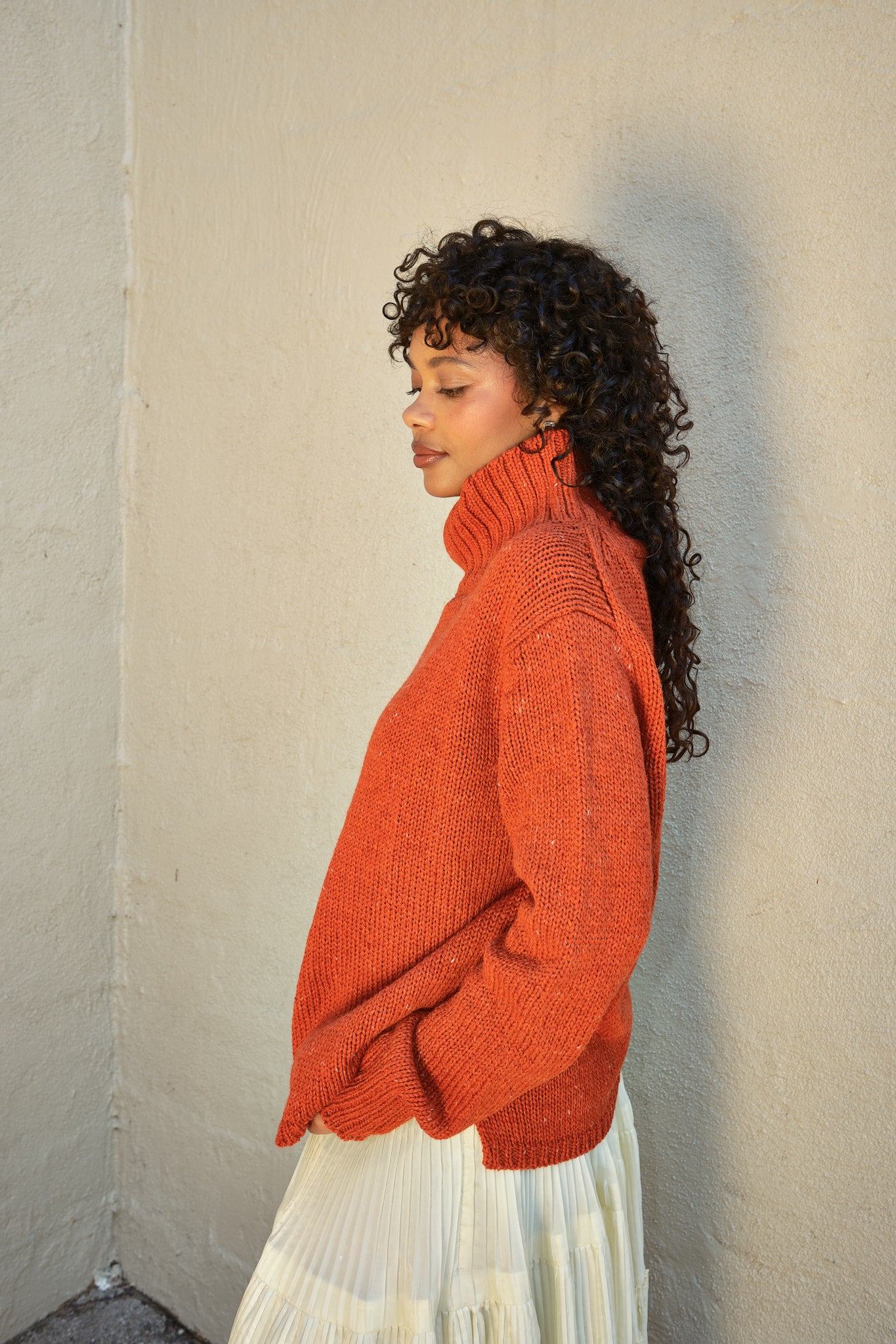 Silas Funnel Neck Pullover - Chili, view 5