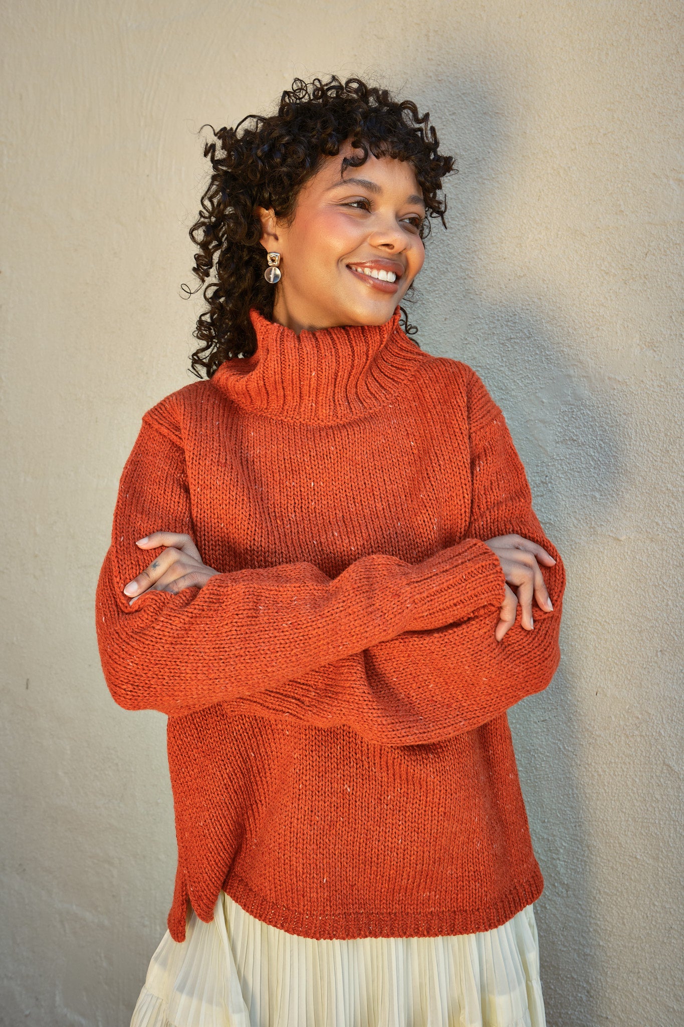 Silas Funnel Neck Pullover - Chili
