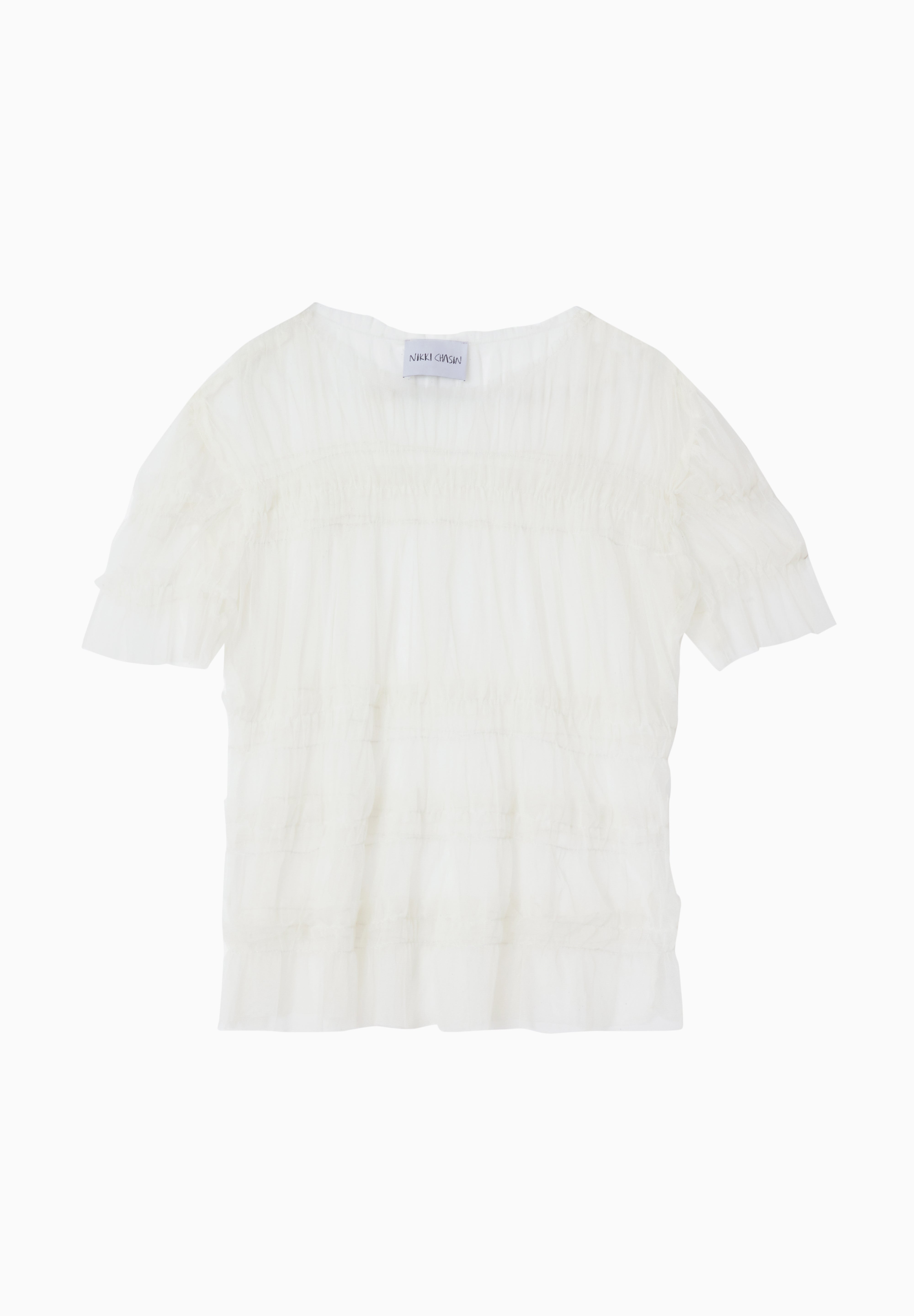 Olia Mesh Gather Top - Ivory