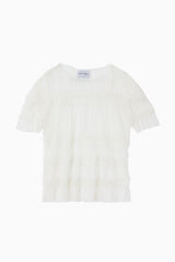 Olia Mesh Gather Top - Ivory