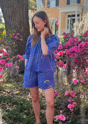 Nikki Chasin x The House That Lars Built Camper Short in Cobalt Karin Floral