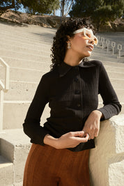 Knit Ruthie Buttondown - Black
