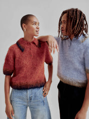 Compact Knit Polo - Baby Blue & Green