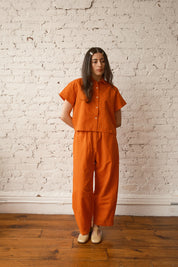 Corso Buttondown Cotton/Linen - Persimmon