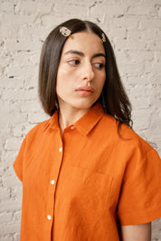 Corso Buttondown Cotton/Linen - Persimmon