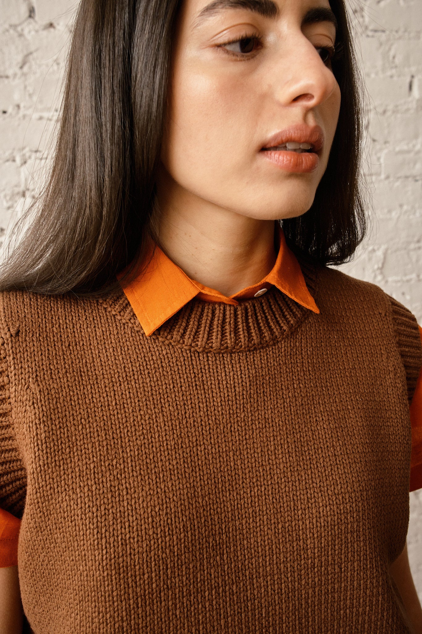 Shape Cotton Vest - Mocha