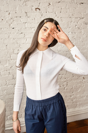 Knit Ruthie Buttondown - White