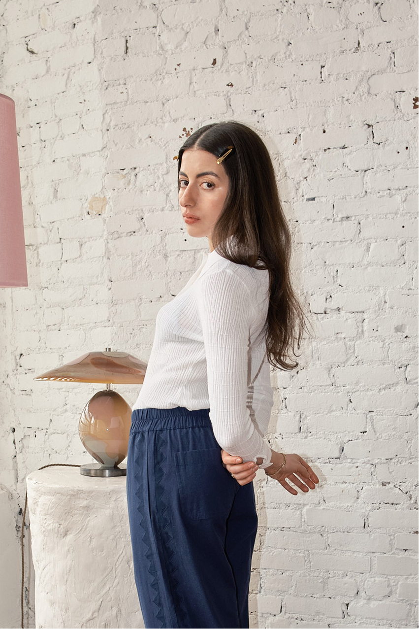 Knit Ruthie Buttondown - White