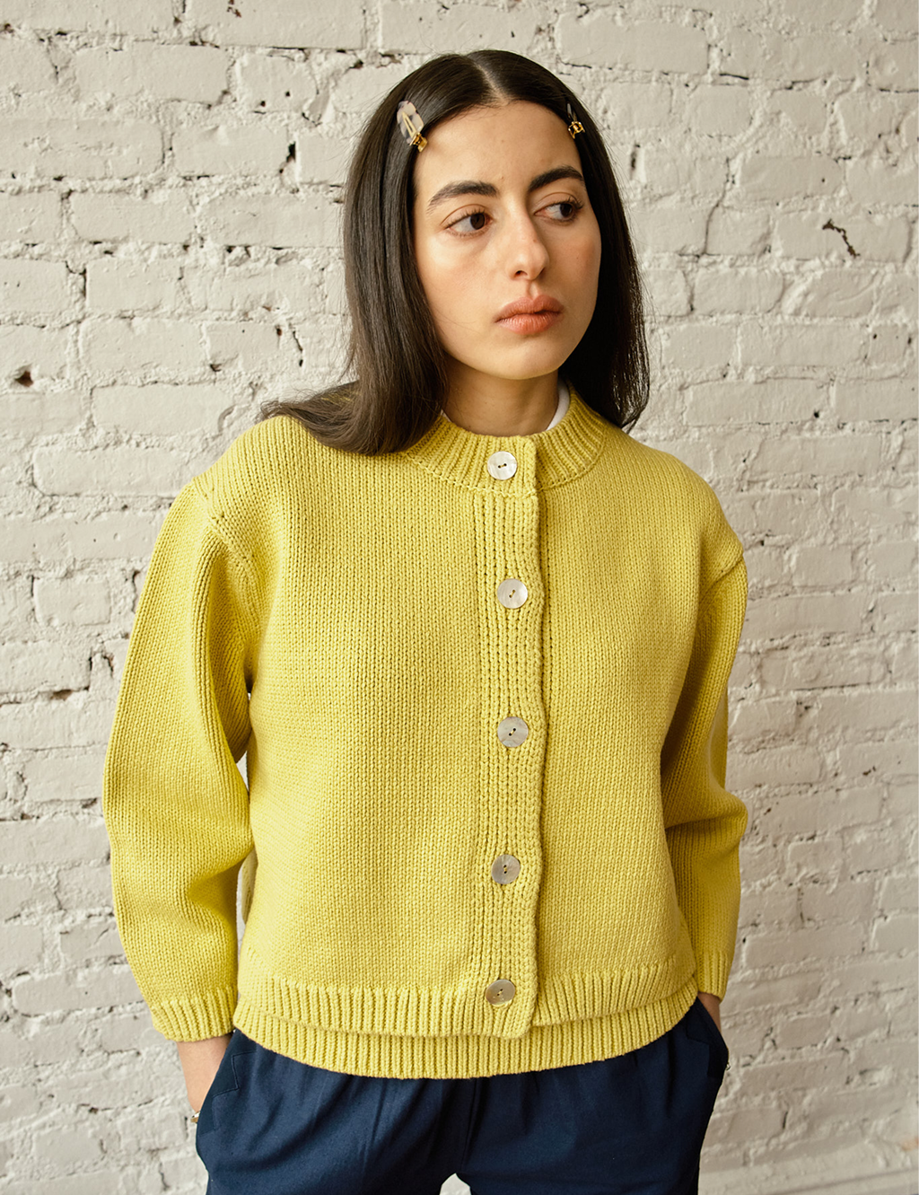 Shiloh Cotton Cardigan - Lemon