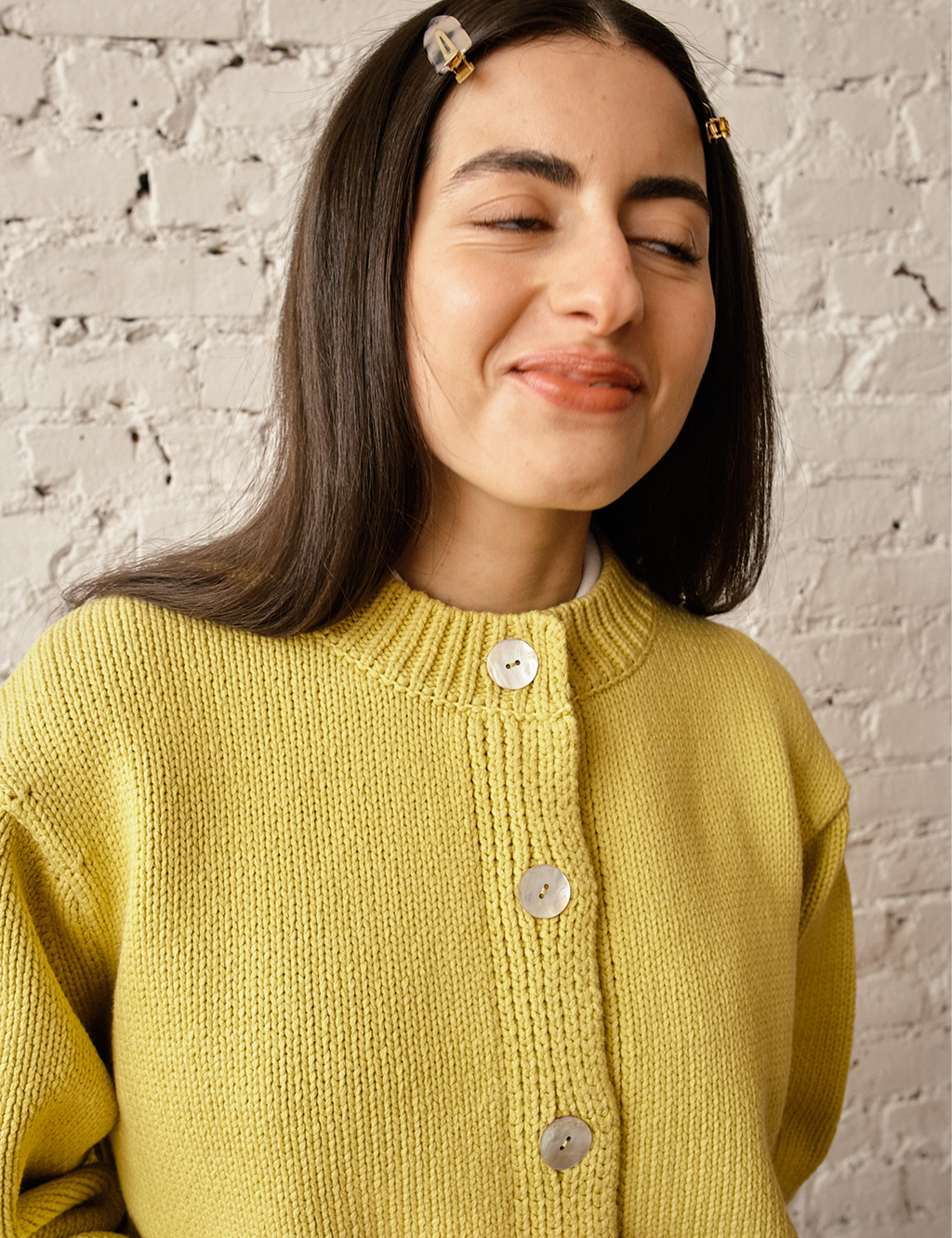 Shiloh Cotton Cardigan - Lemon, view 3