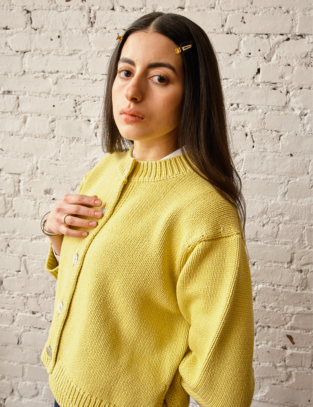 Shiloh Cotton Cardigan - Lemon, view 4