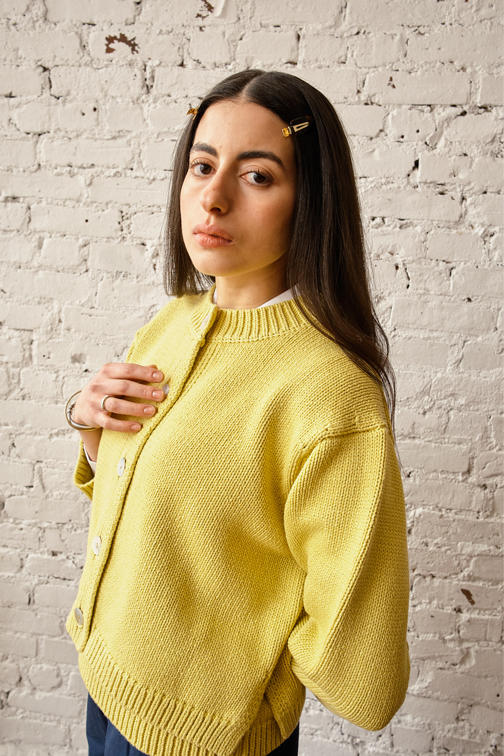 Shiloh Cotton Cardigan - Lemon