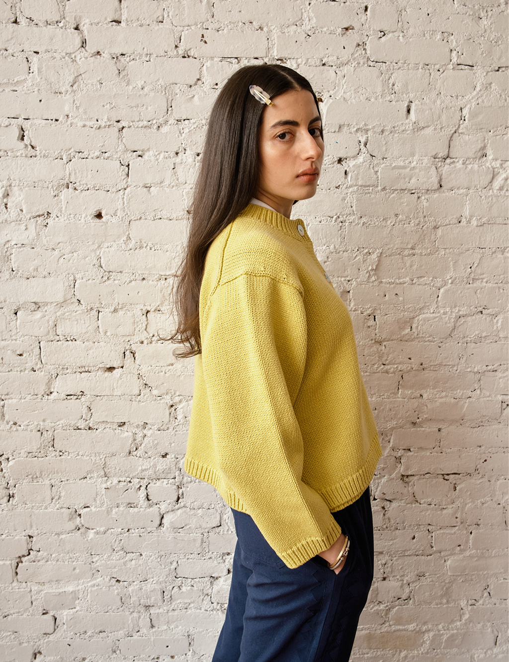 Shiloh Cotton Cardigan - Lemon, view 5