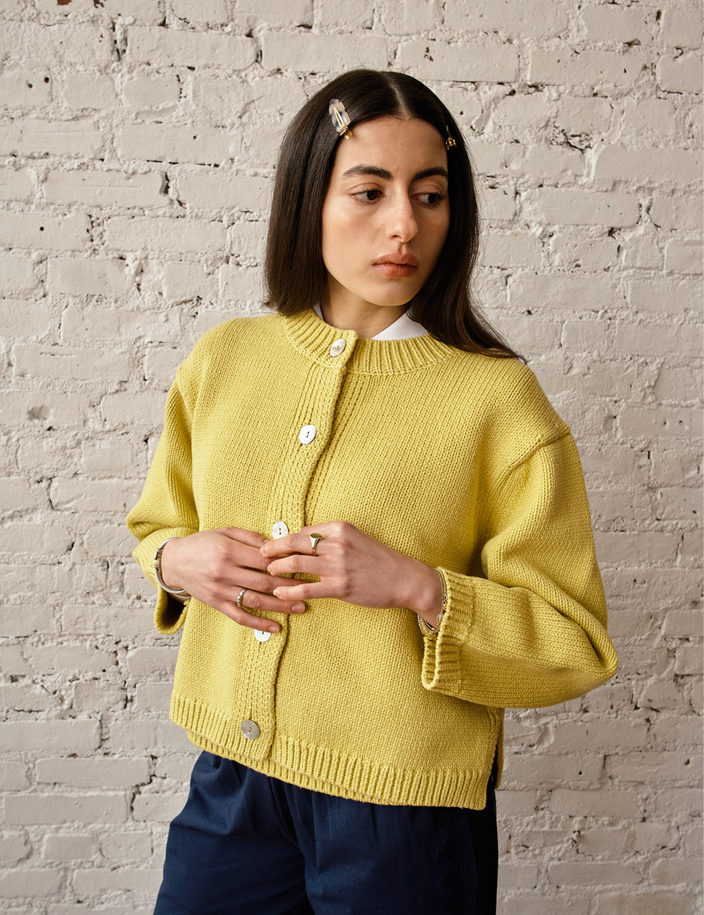 Shiloh Cotton Cardigan - Lemon, view 2