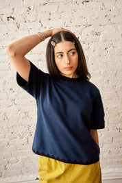 Sawyer Zig Zag Sweater Tee - Navy/Black