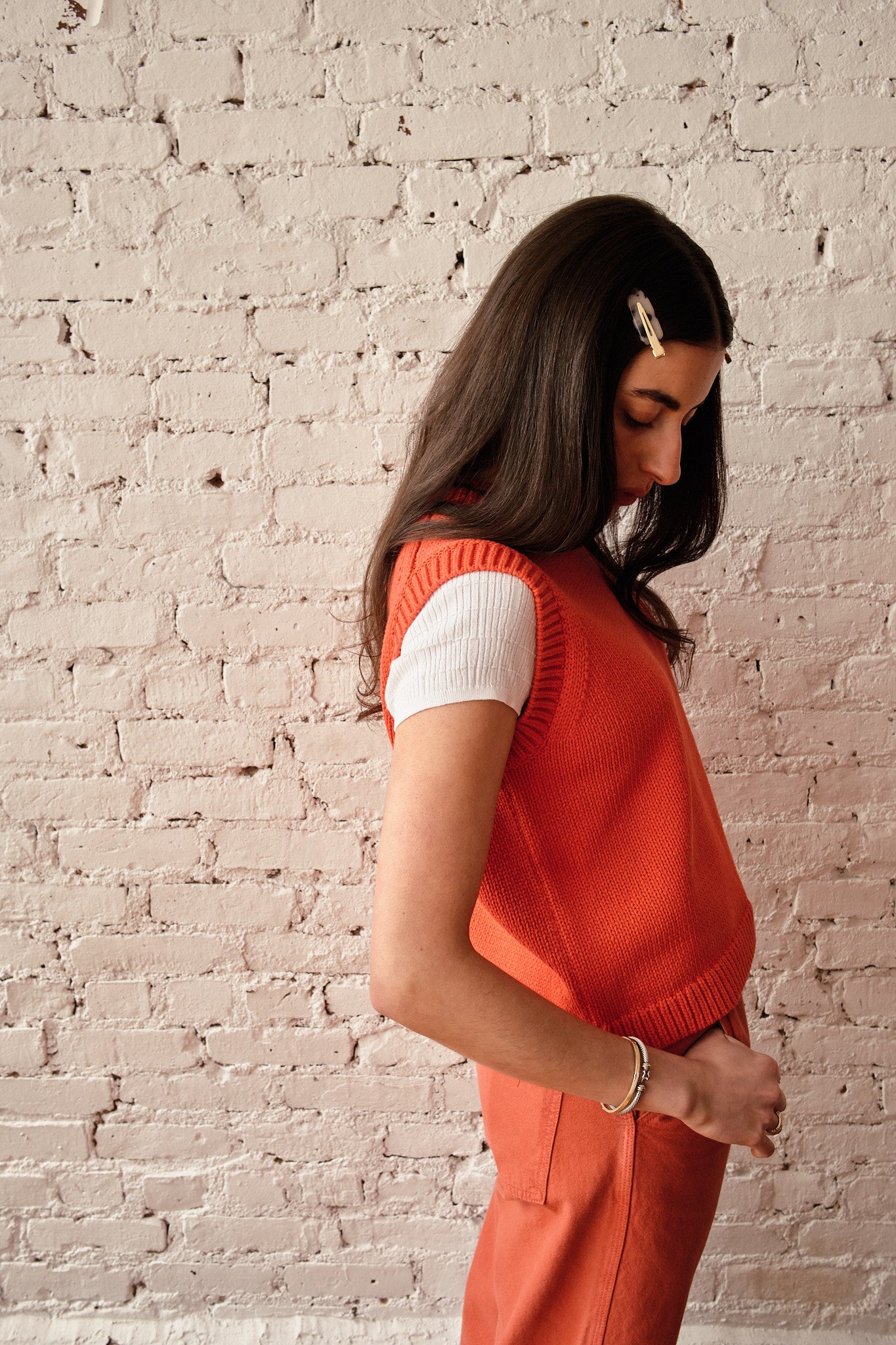 Shape Cotton Vest - Coral
