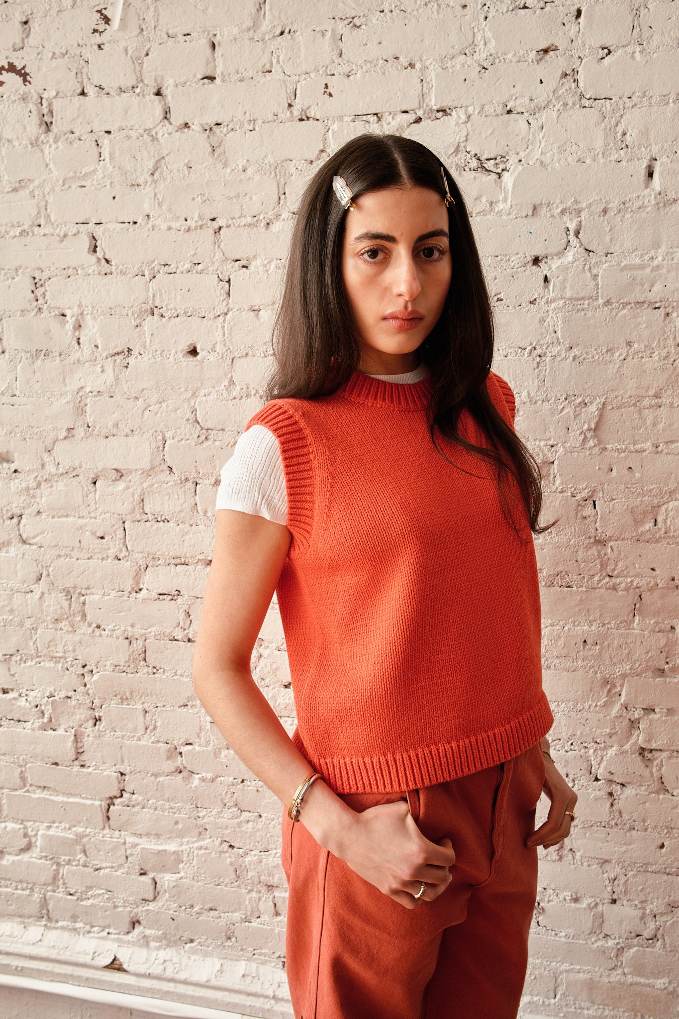 Shape Cotton Vest - Coral