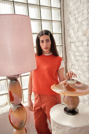 Shape Cotton Vest - Coral