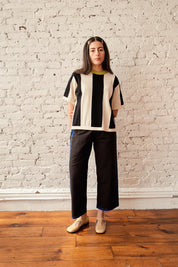 Sawyer Vertical Stripe Sweater Tee - Ivory/Black