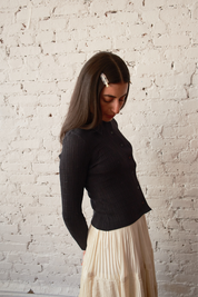 Knit Ruthie Buttondown - Black