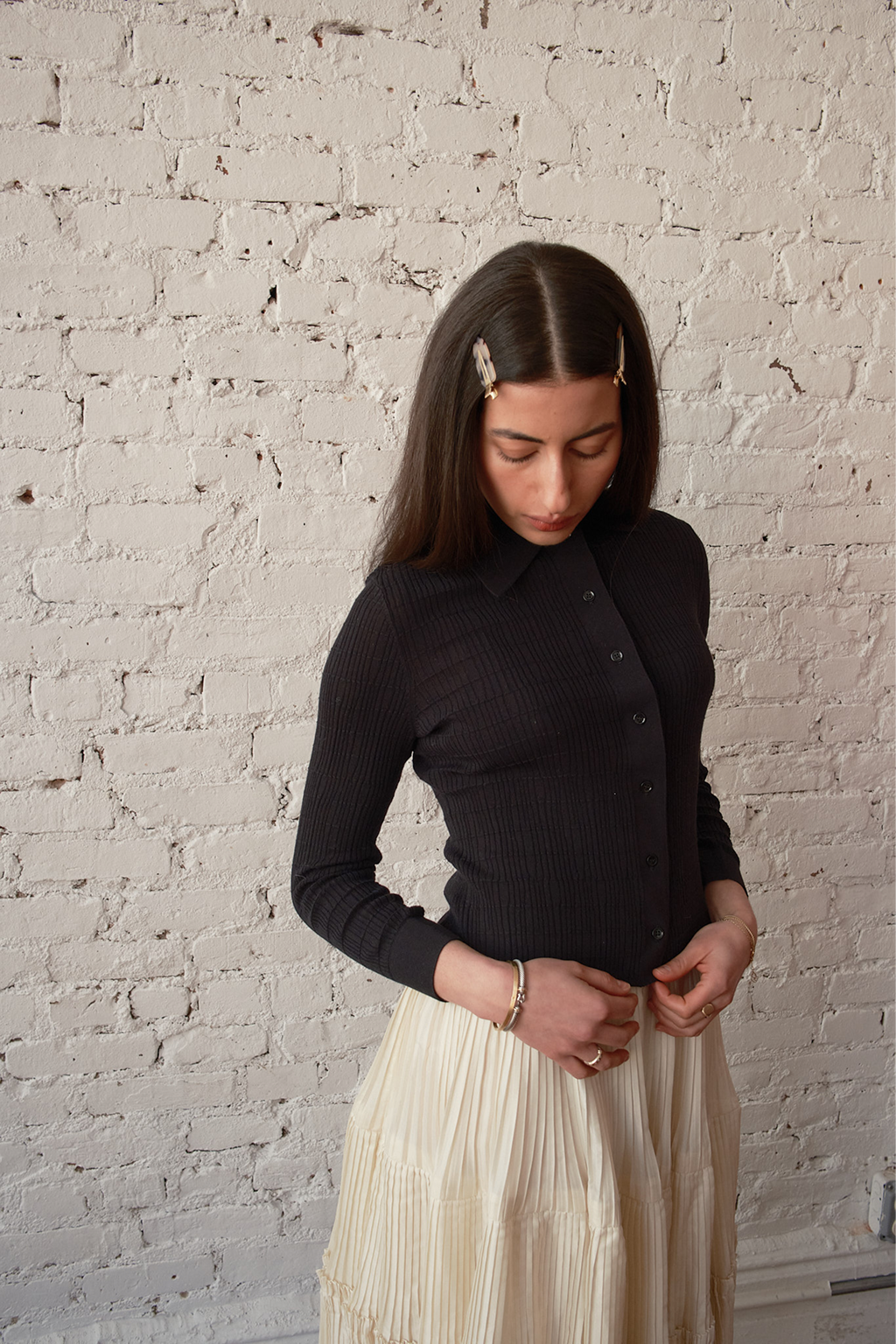 Knit Ruthie Buttondown - Black