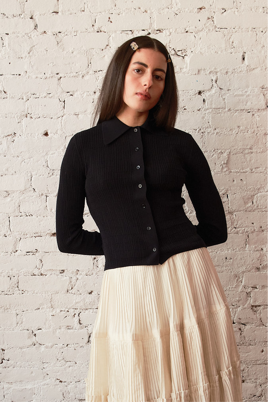 Knit Ruthie Buttondown - Black