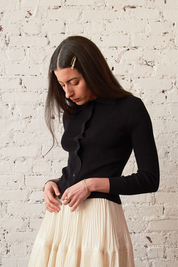 Knit Ruthie Buttondown - Black