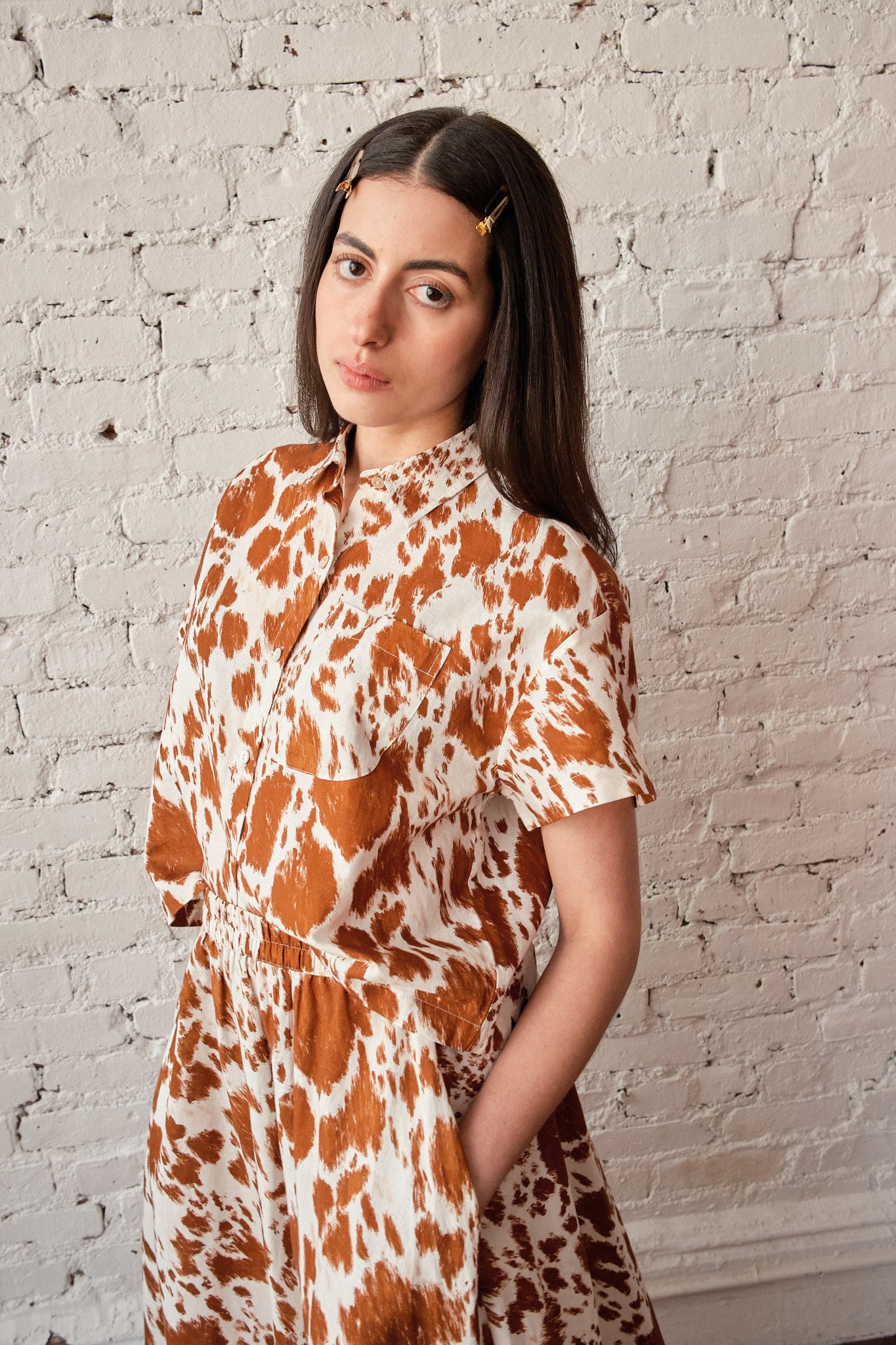 Corso Buttondown Cotton/Linen - Impressionist Cow