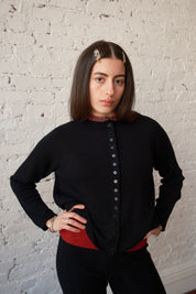 Ida Rollneck Cashmere/Merino Cardigan - Black