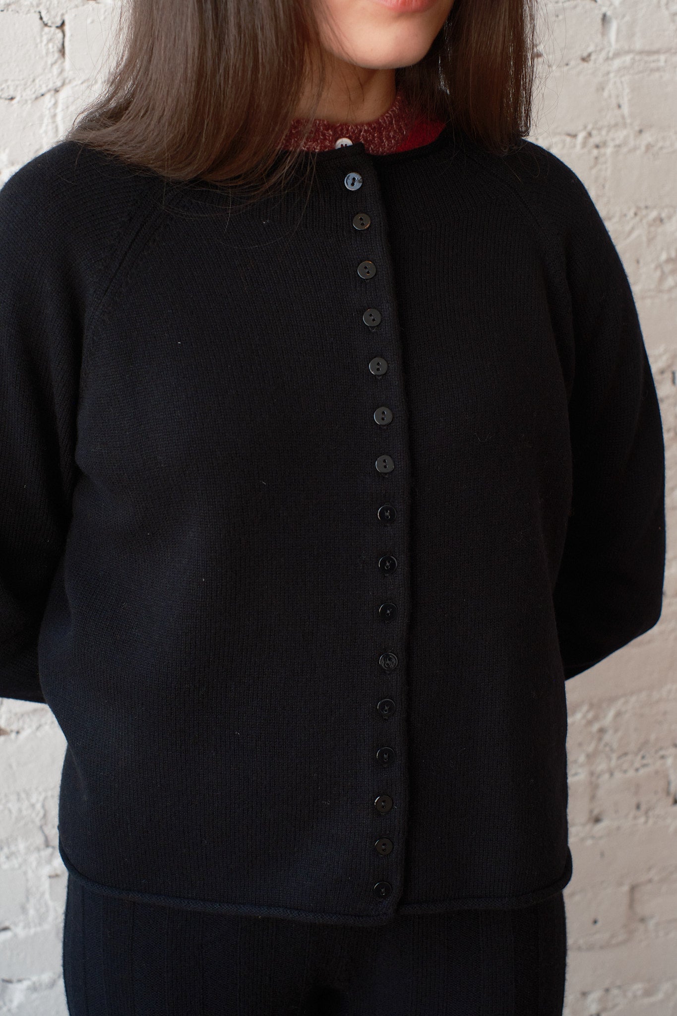 Ida Rollneck Cashmere/Merino Cardigan - Black