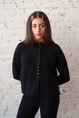 Ida Rollneck Cashmere/Merino Cardigan - Black