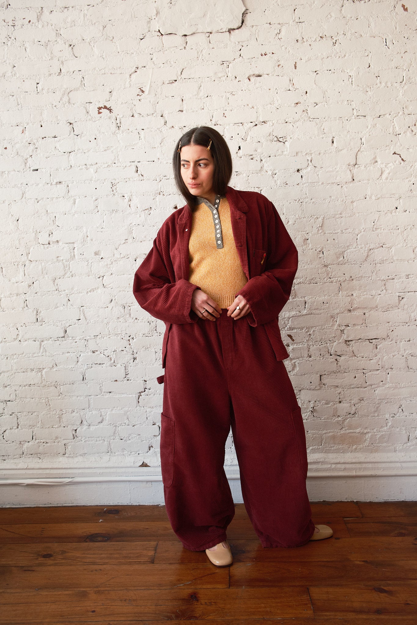 Chef Pants - Wine Horizontal Corduroy