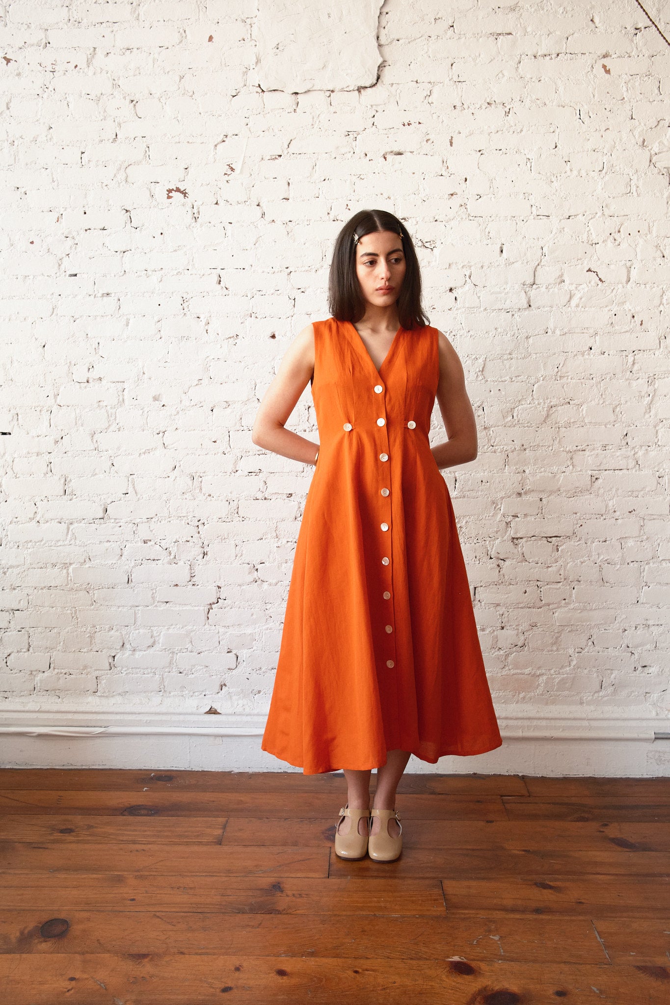 Sleeveless Baroness Cotton/Linen Dress