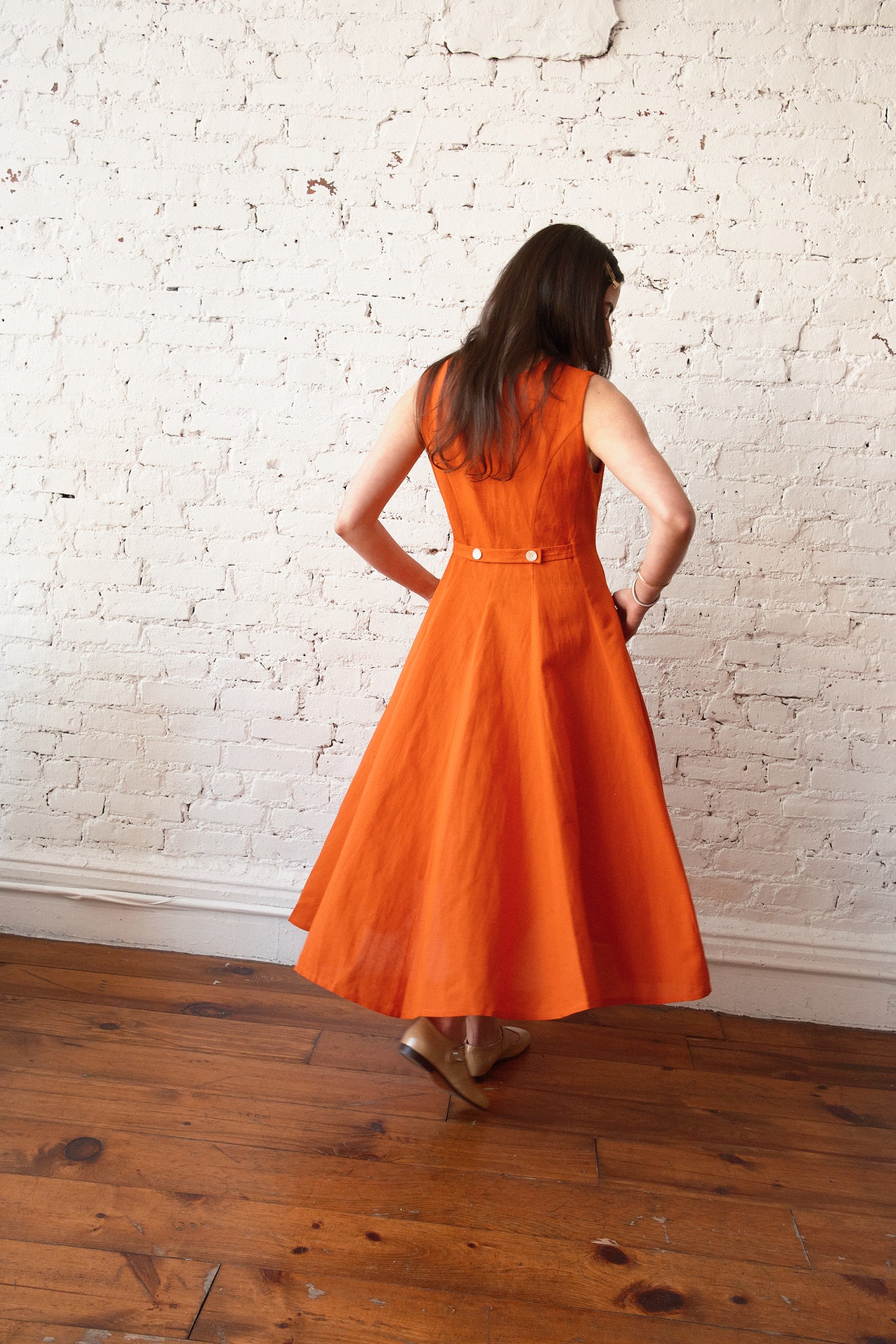 Linen Dress - Persimmon, view 5