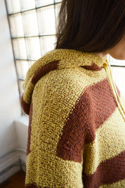 Sal Striped Hoodie Textured Merino - Mustard/Rust