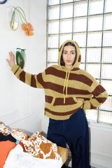 Sal Striped Hoodie Textured Merino - Mustard/Rust