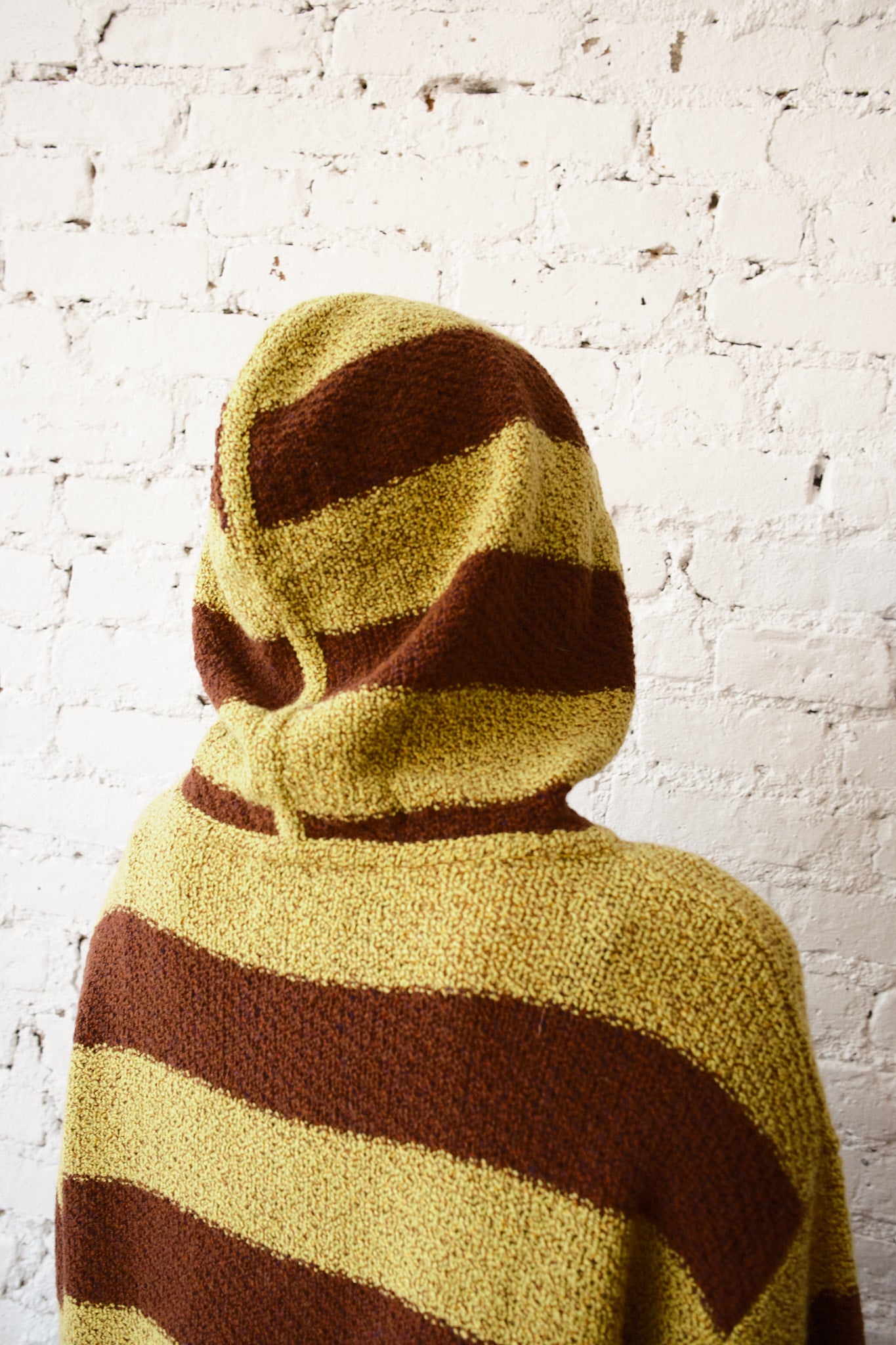 Sal Striped Hoodie Textured Merino - Mustard/Rust
