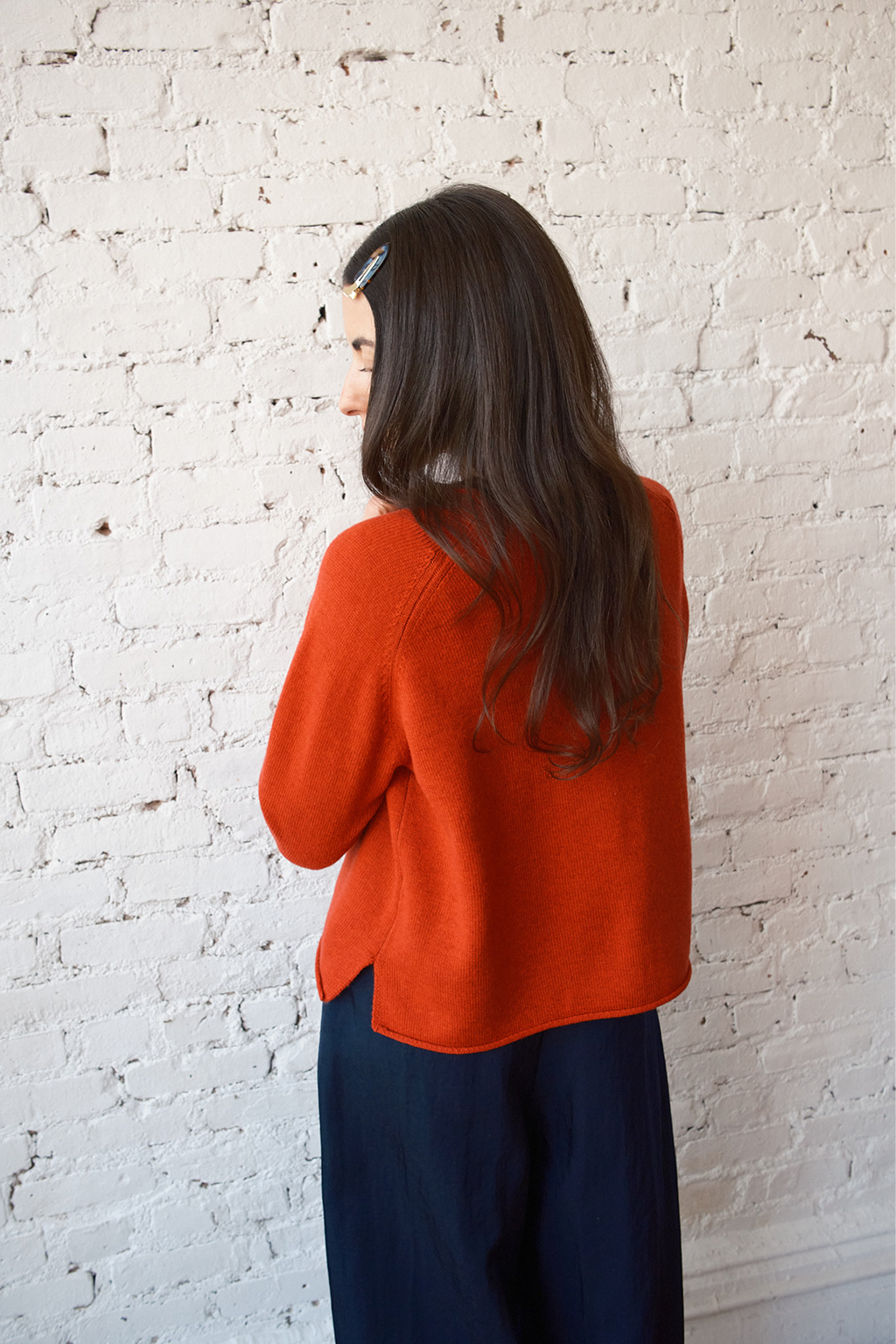 Ida Rollneck Cashmere/Merino Cardigan - Lava Red