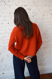 Ida Rollneck Cashmere/Merino Cardigan - Lava Red