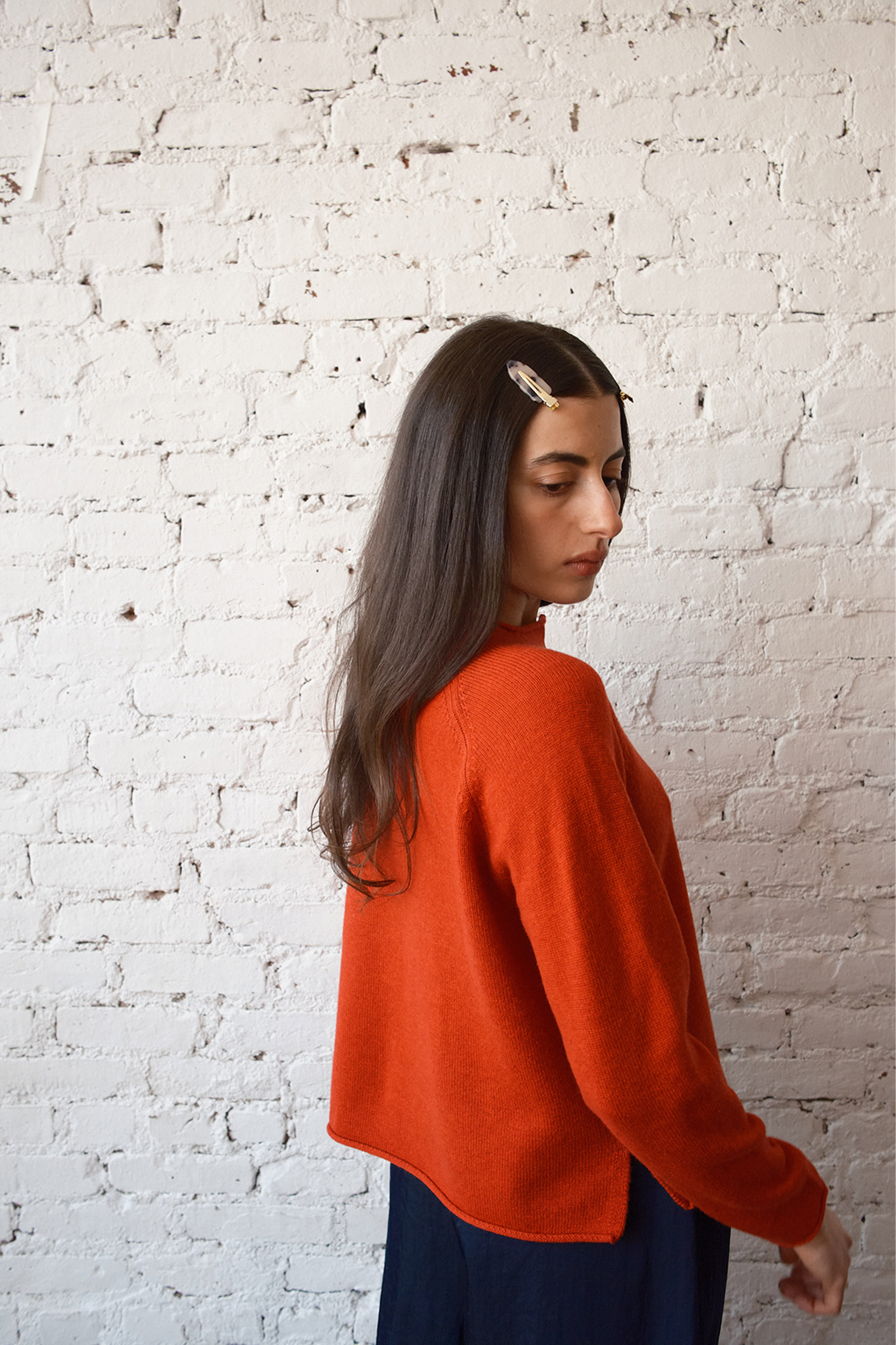 Ida Rollneck Cashmere/Merino Cardigan - Lava Red
