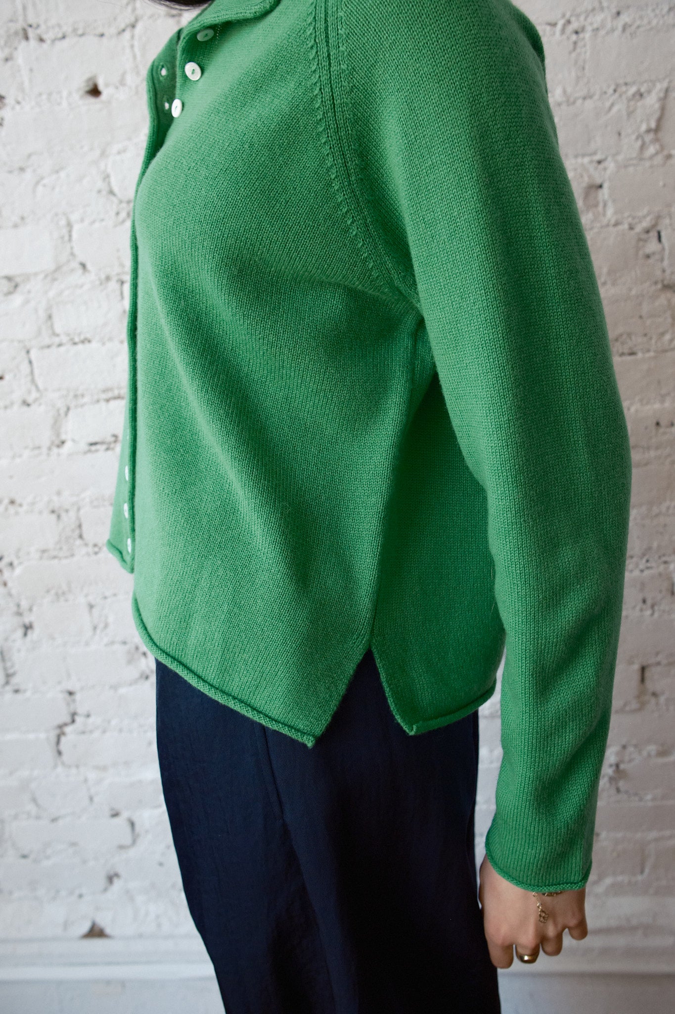 Ida Rollneck Cashmere/Merino Cardigan - Clover