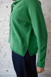 Ida Rollneck Cashmere/Merino Cardigan - Clover