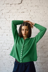 Ida Rollneck Cashmere/Merino Cardigan - Clover