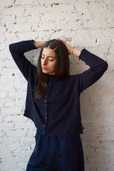 Ida Rollneck Cardigan - Navy