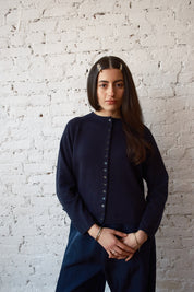 Ida Rollneck Cardigan - Navy