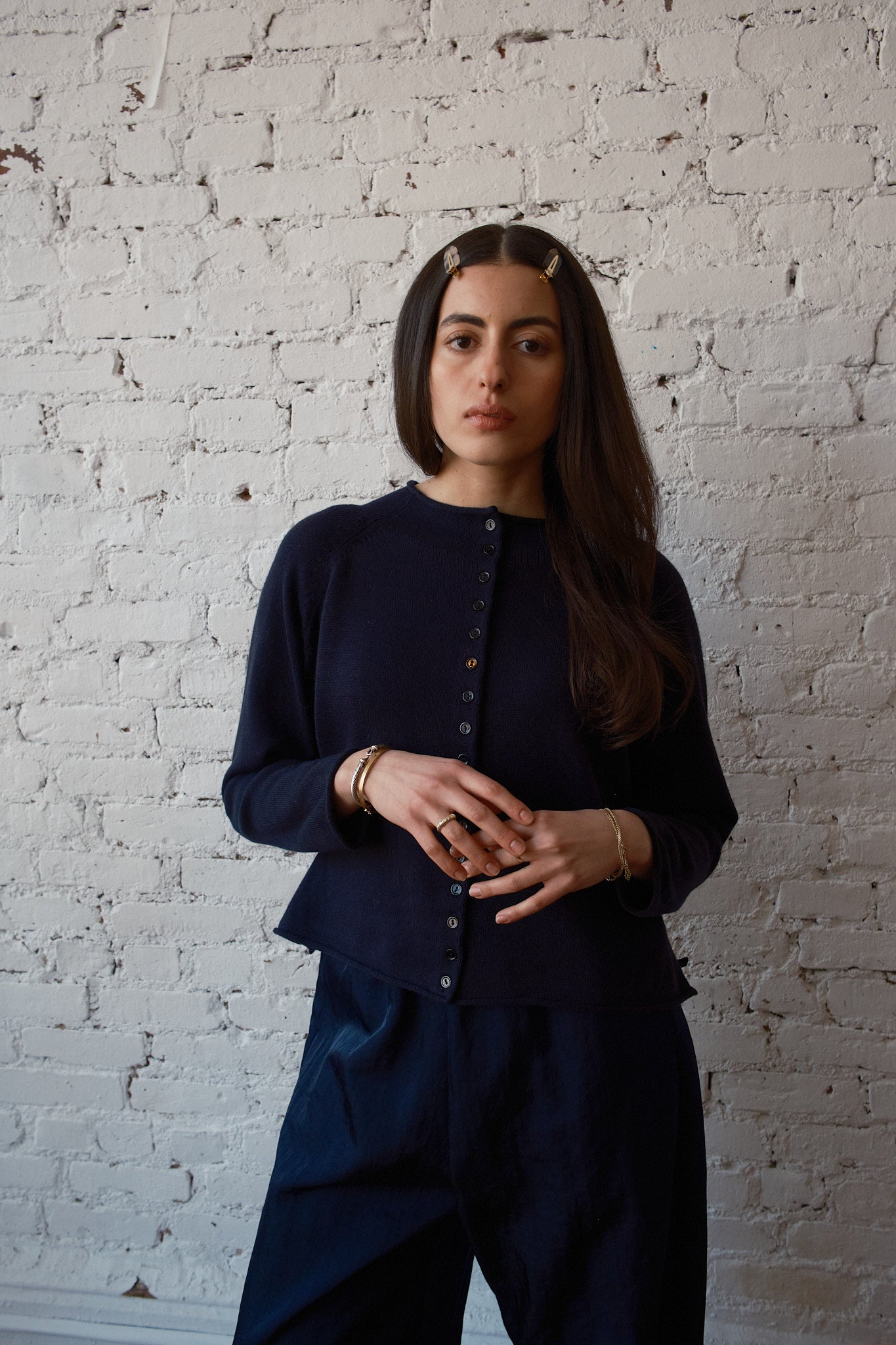 Ida Rollneck Cardigan - Navy