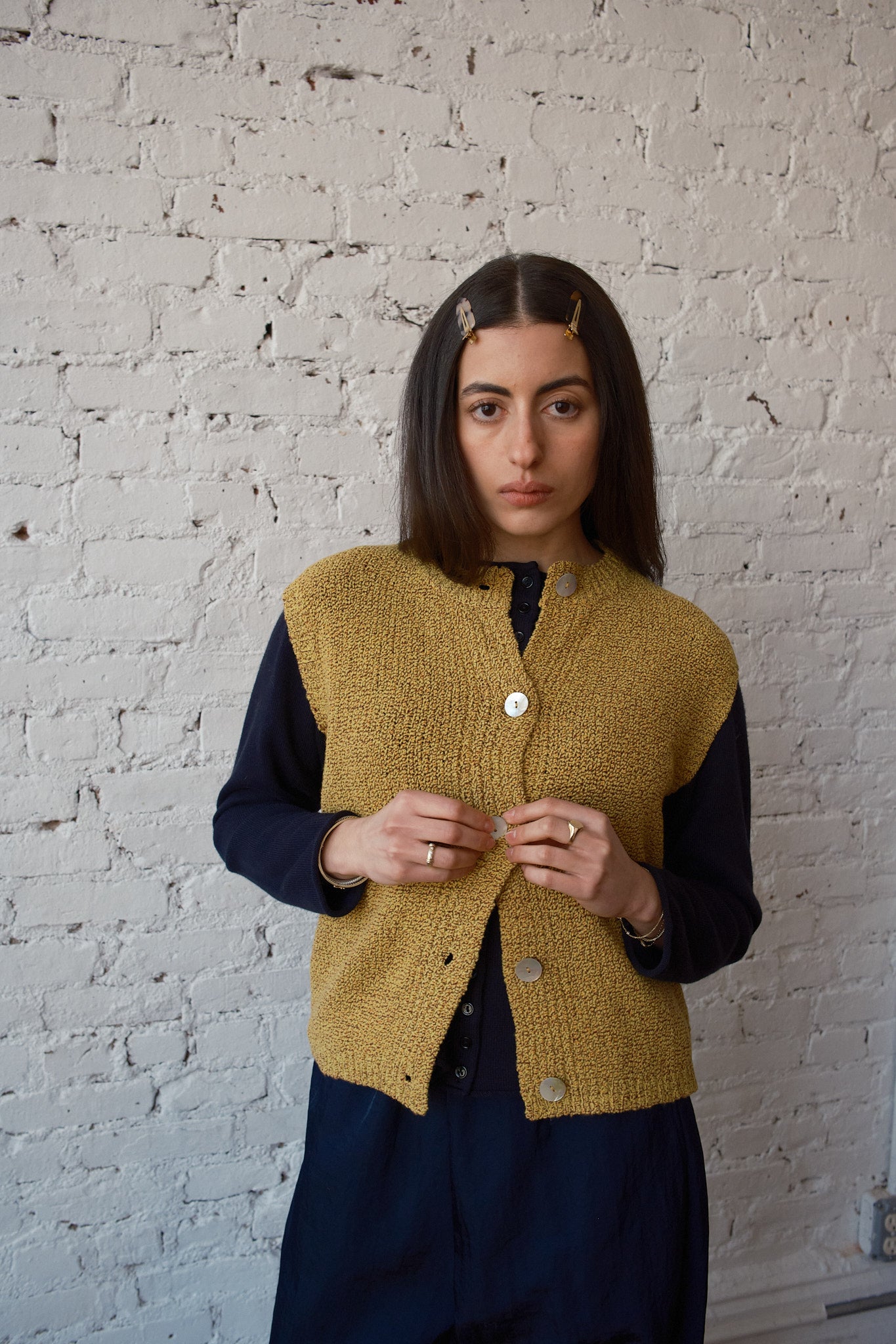 Solo Vest Textured Merino - Mustard Speckle